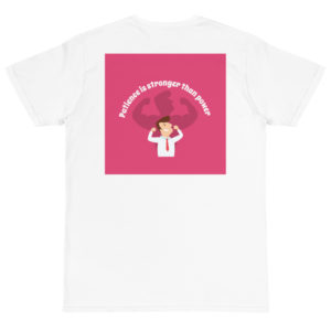 Organic T-Shirt back logo with Patience Is Stronger Than Power