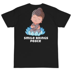 Organic T-Shirt back logo with Smile Brings Peace