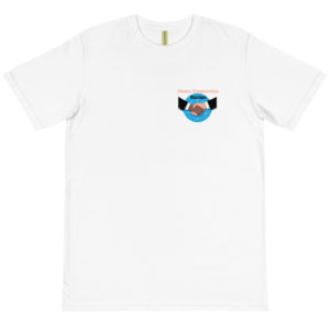 Organic T-Shirt pocket logo with Peace Evaporates Racism