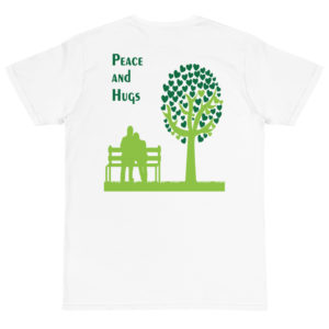 Organic T-Shirt back logo with Peace And Hugs