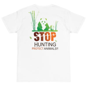 Organic T-Shirt Back Logo With Stop Hunting Protect Animals
