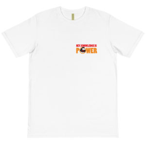Organic T-Shirt Pocket Logo with Hey Knowledge Is Power