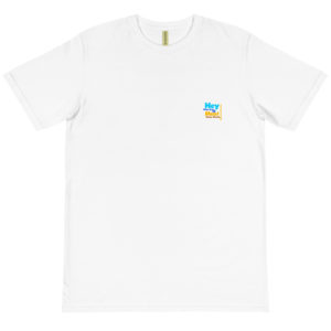 Organic T-Shirt Pocket Logo With Hey What Goes Up Must Come Down
