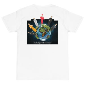 Organic T-Shirt Back Logo With My Religion Means Peace Copy