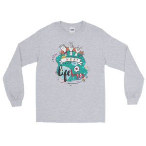Men’s Long Sleeve Shirt With Hey Live Happy