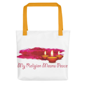 Tote bag With My Religion Means Peace