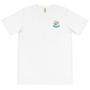 Organic T-Shirt Pocket Logo With We Are All From This World
